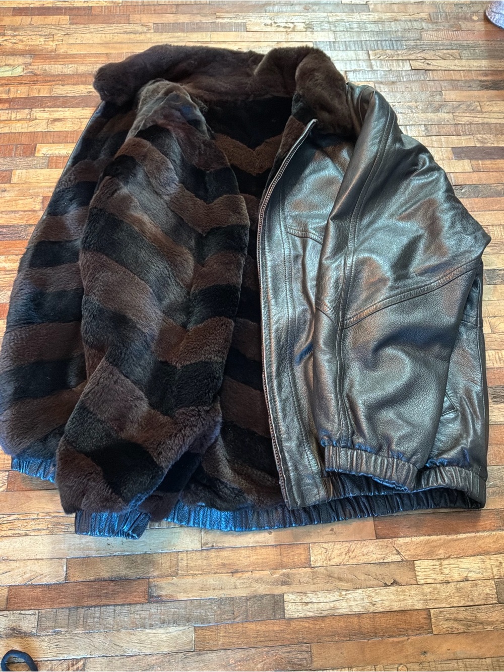 Reversable Leather & Fur Lined Jacket - Classic Bomber Style